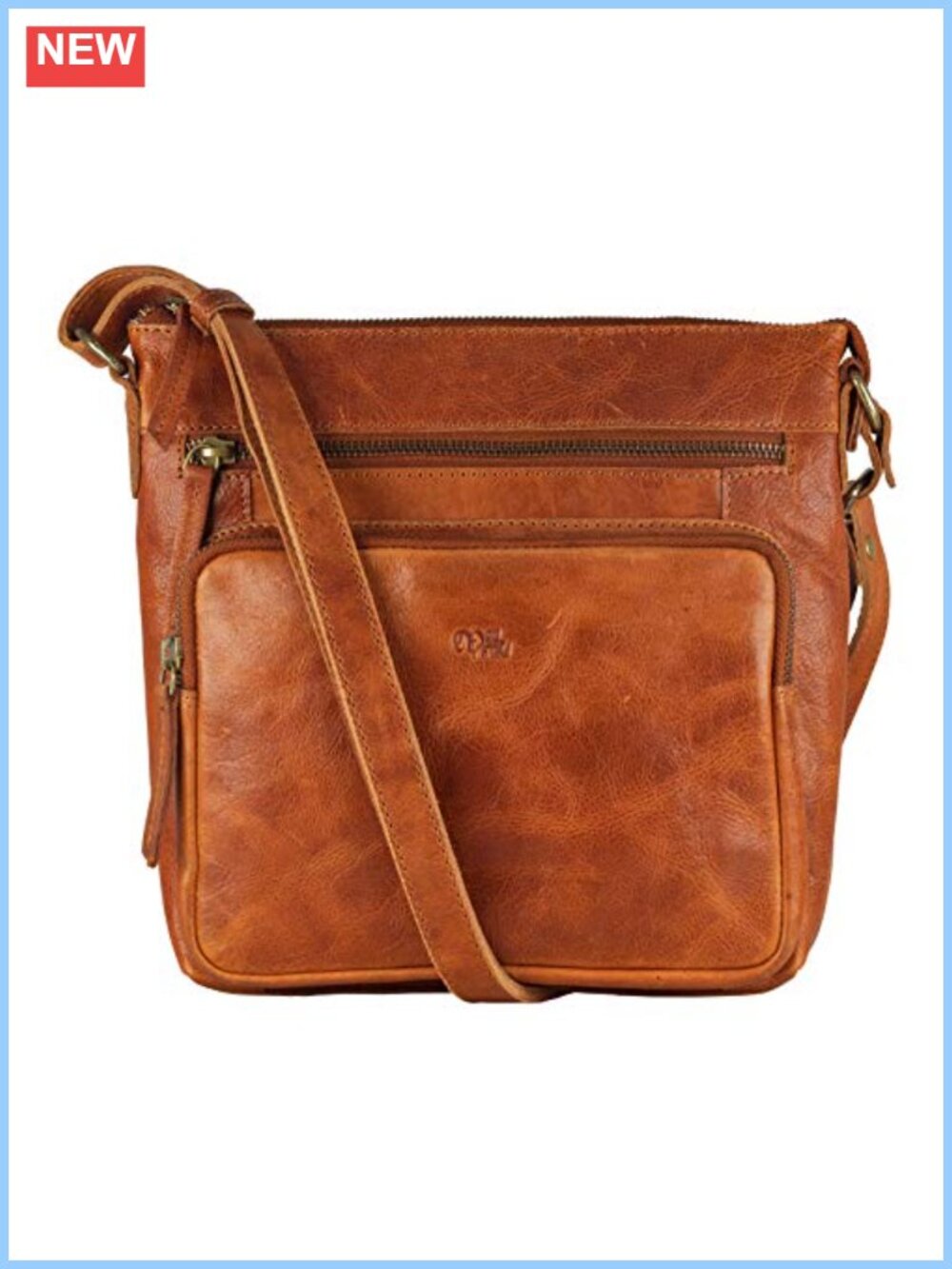 Handcrafted Top Grain Leather Crossbody Bag RFID 8 Card Slots Adjustable Strap
